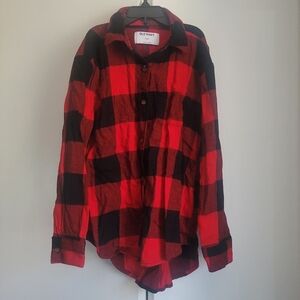 Size 8 Red and Black Flannel Shirt Grunge Unisex Old Navy